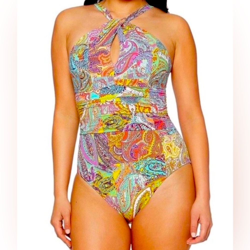 Bleu Rod Beattie Regular Size 6 One Piece Multicolored bohemian Swimwear